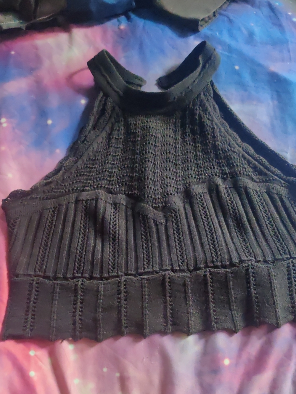 Moda International Black Knit Halter Crop Top